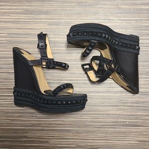 Black Studded Christian Louboutin Wedges